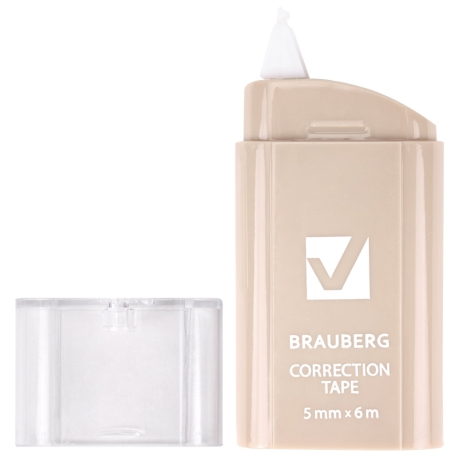 Нарушена упаковка! <757610> Корректирующая лента BRAUBERG COMPACT PASTEL, 5 мм х 6 м, корпус ассорти, блистер, 272495