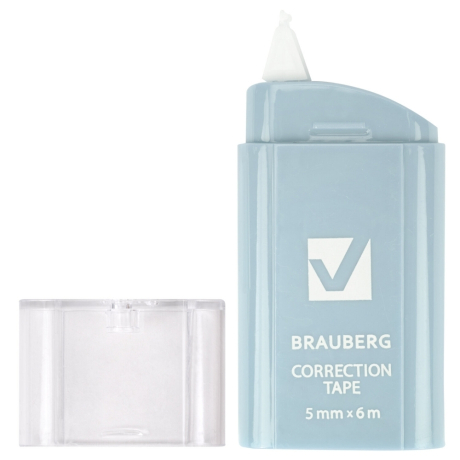 Нарушена упаковка! <757610> Корректирующая лента BRAUBERG COMPACT PASTEL, 5 мм х 6 м, корпус ассорти, блистер, 272495