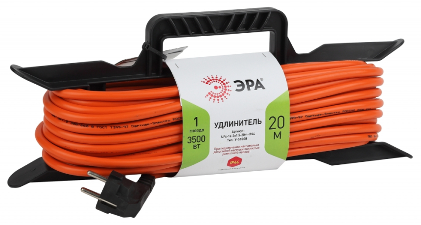 Удлинитель силовой ЭРА -1e-3x1.5-20m-IP44 241387