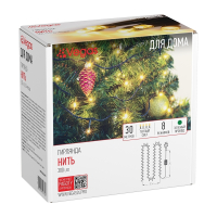 30м. Электрогирлянда ''Нить'' с контроллером (теплый) 300LED IP20 Vegas 55071