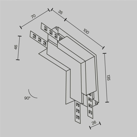 Соединитель угловой L-образный для треков встраиваемых Maytoni Technical Accessories for tracks Exility TRA034CL-42.12W