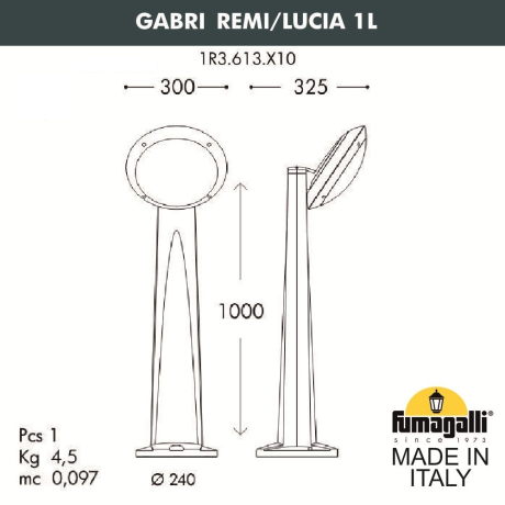 157525 Фонарный столб Fumagalli GABRI REMI/ 1L.