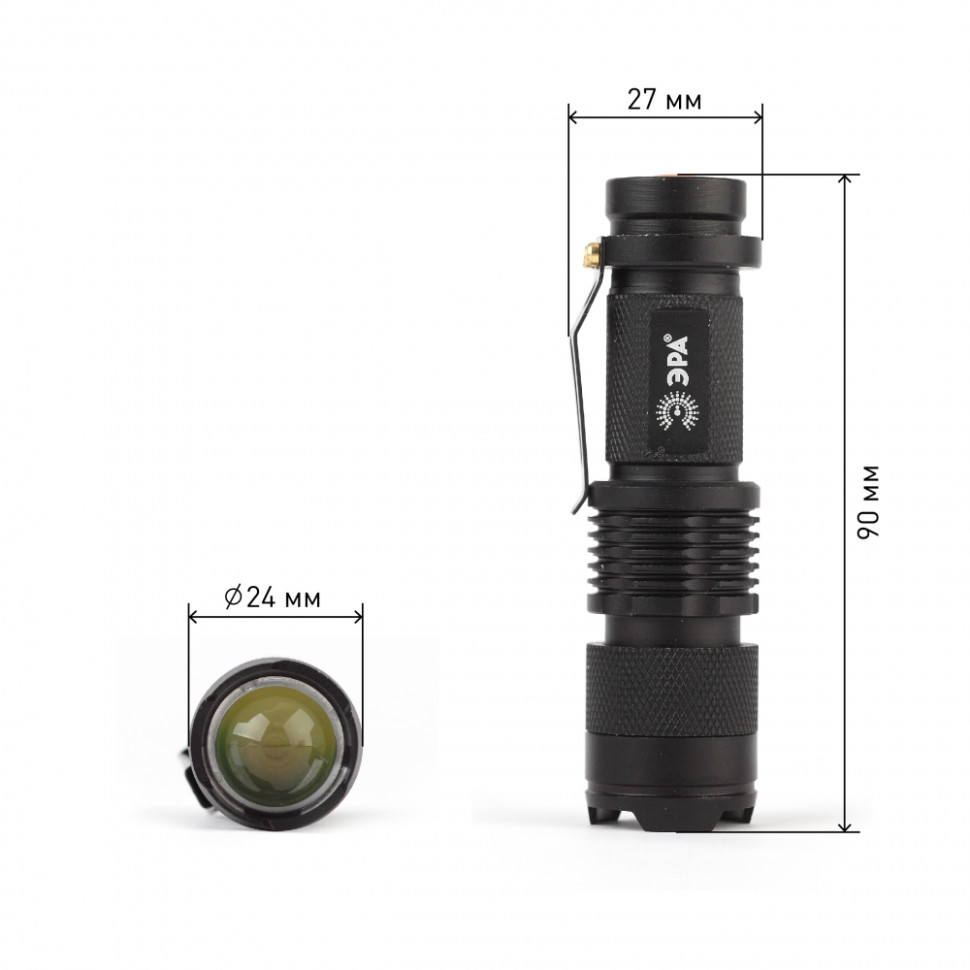 Ручной светодиодный фонарь ЭРА от батареек 90х24 110 лм UB-602 Б0027826, цвет черный - фото 3