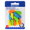 Нарушена упаковка! <796063> Ластики-колпачки BRAUBERG "Eraser Caps", НАБОР 12 ШТУК, яркие цвета ассорти, блистер, 271994